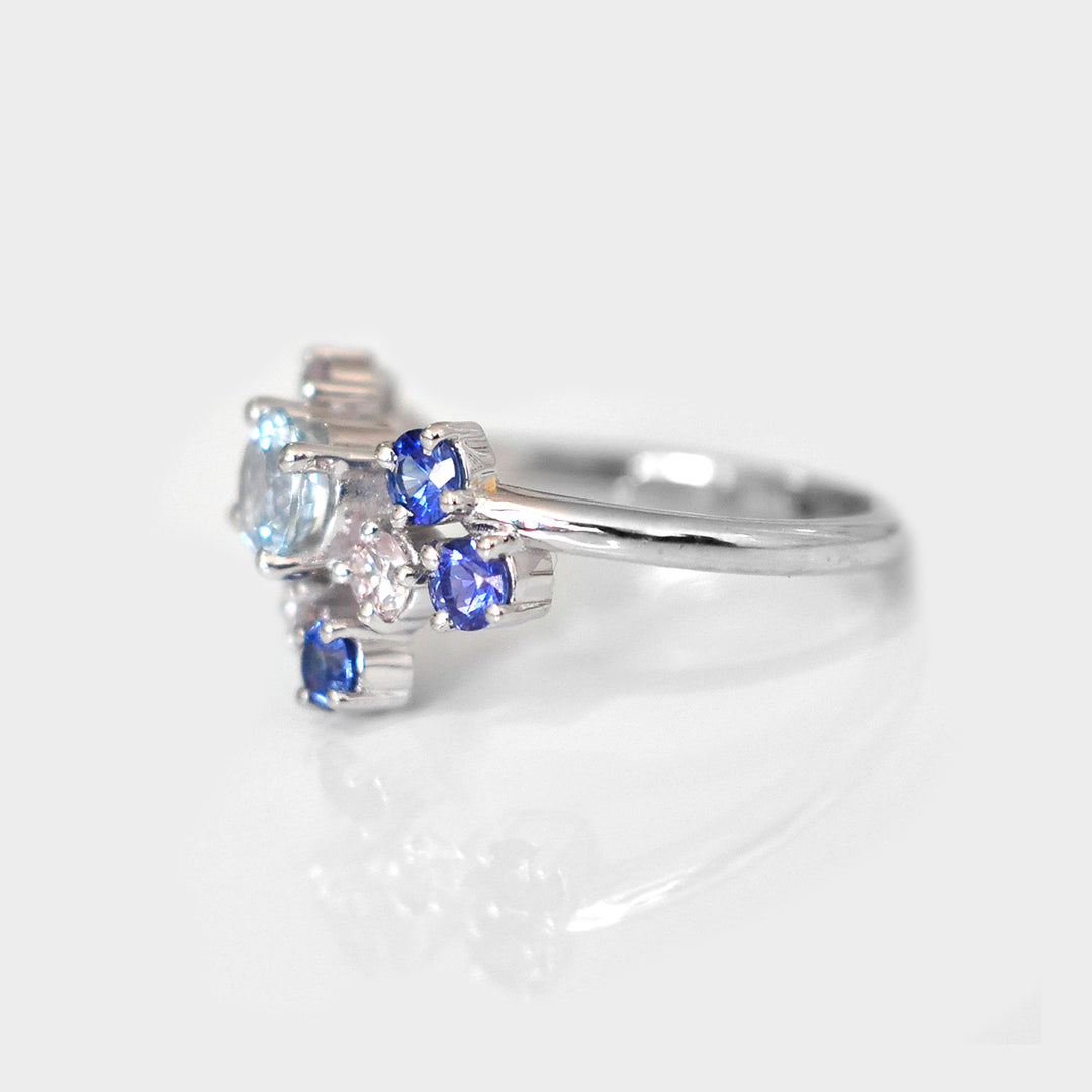 Aquamarine Sapphire &amp; Diamonds Blue Party ring