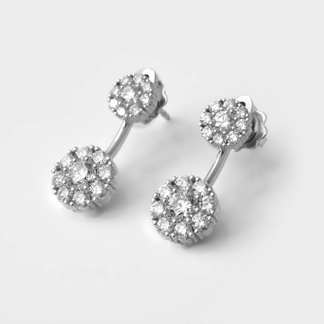 Cluster White Diamond Earrings in White Gold