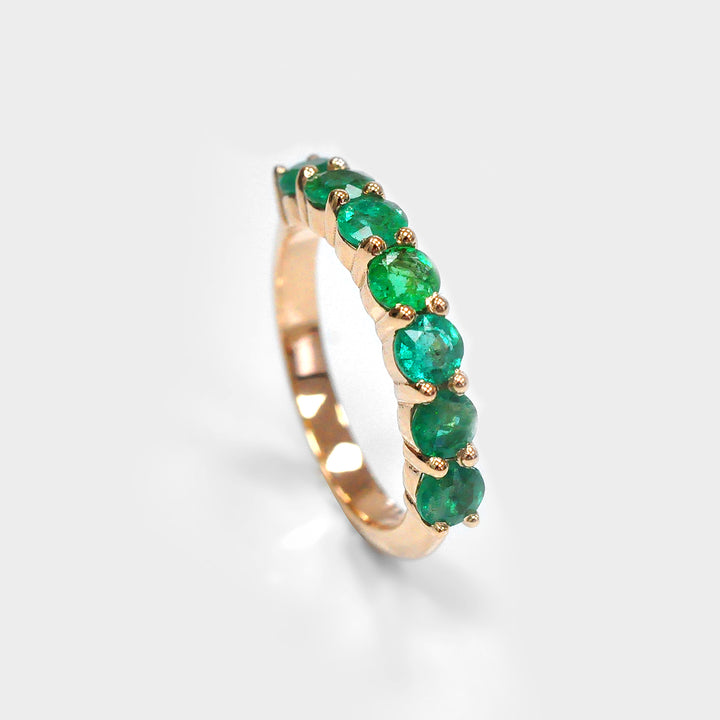 Seven Emeralds Ring in Rose Gold