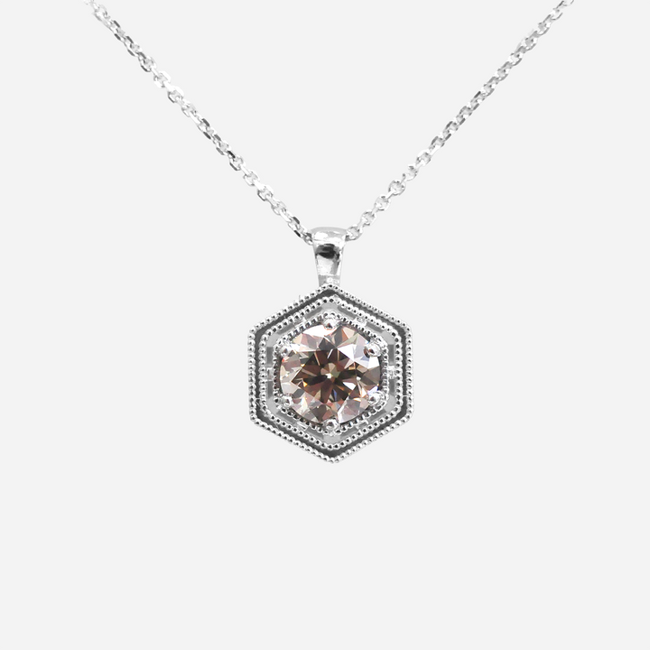 Vintage style brown Diamond White Gold Pendant