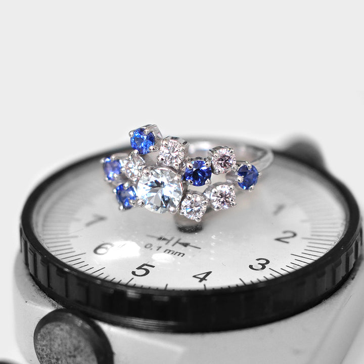 Aquamarine Sapphire &amp; Diamonds Blue Party ring