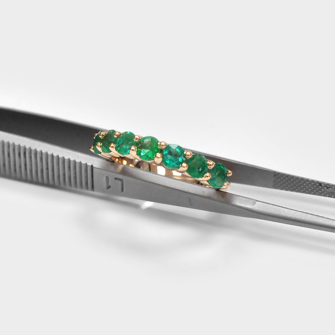 Seven Emeralds Ring in Rose Gold