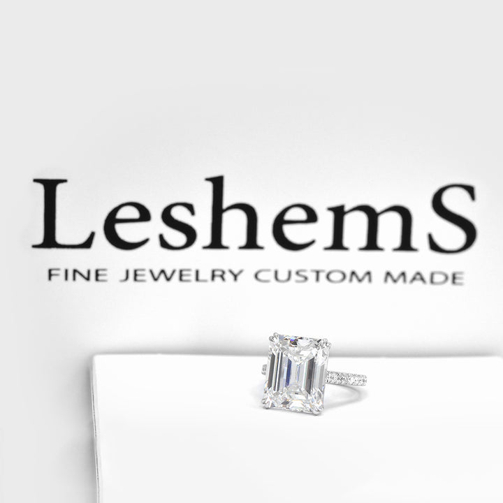 10 carat Emerald Cut White Diamond Statement Ring