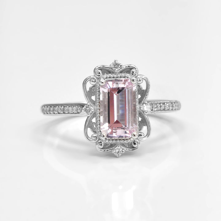 Morganite and Side Diamonds Statement Ring