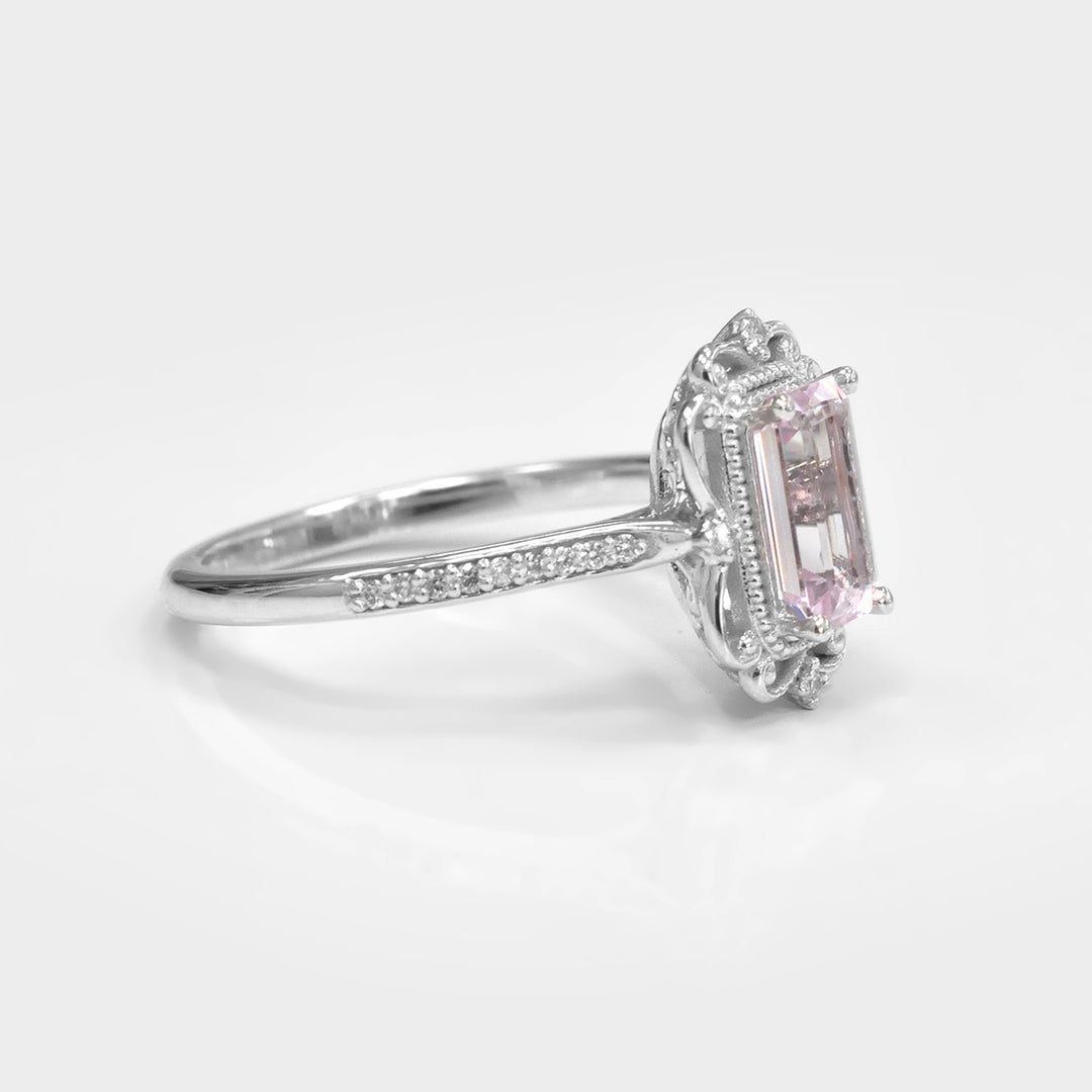 Morganite and Side Diamonds Statement Ring