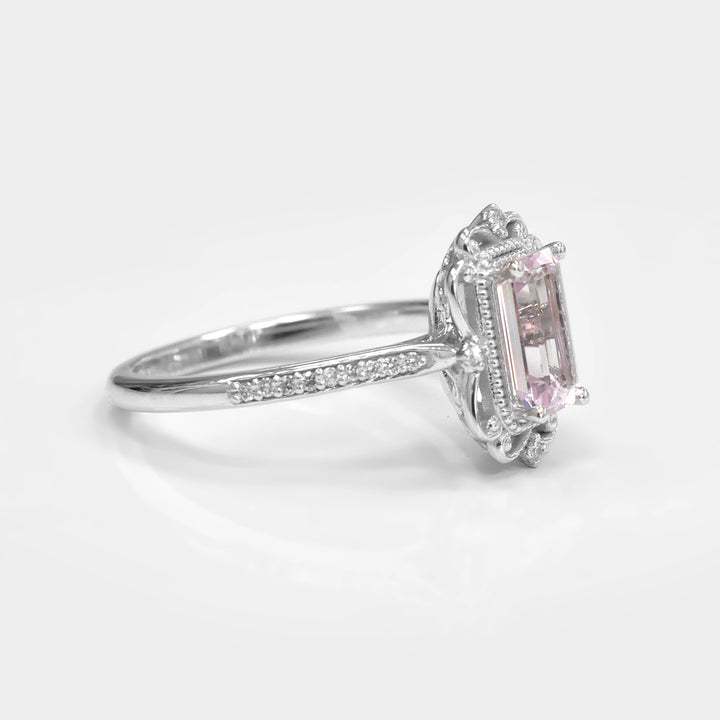 Morganite and Side Diamonds Statement Ring