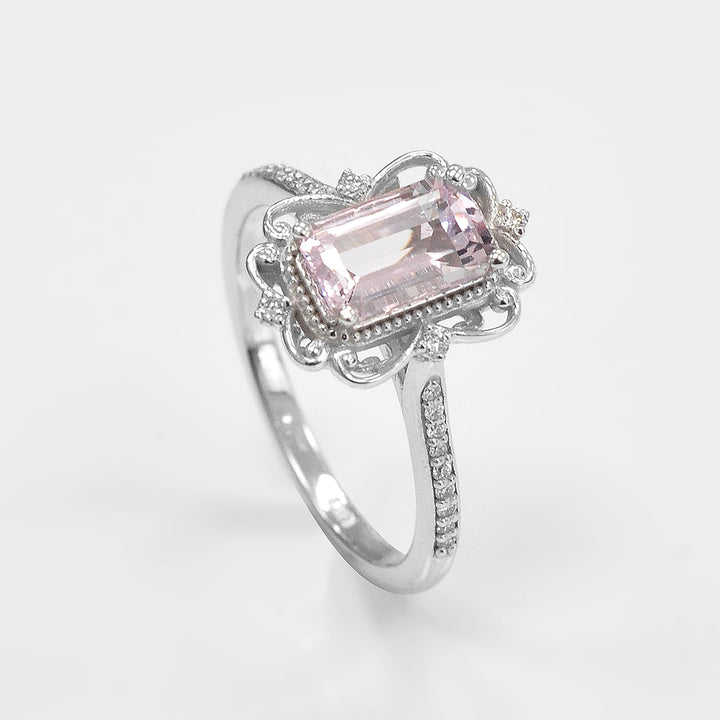 Morganite and Side Diamonds Statement Ring