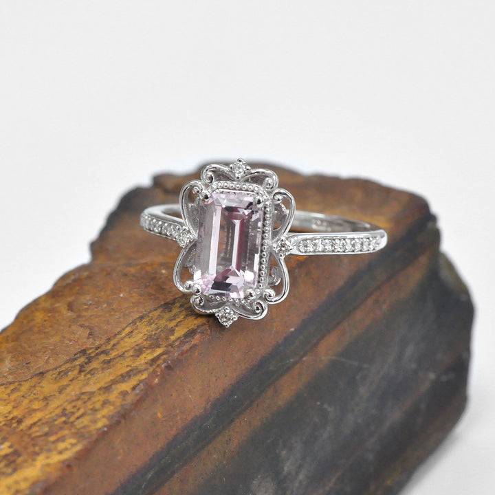 Morganite and Side Diamonds Statement Ring