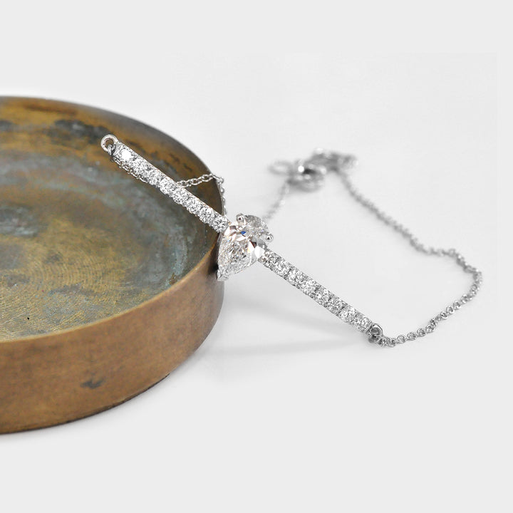 Tear Diamond Bracelet in White Gold