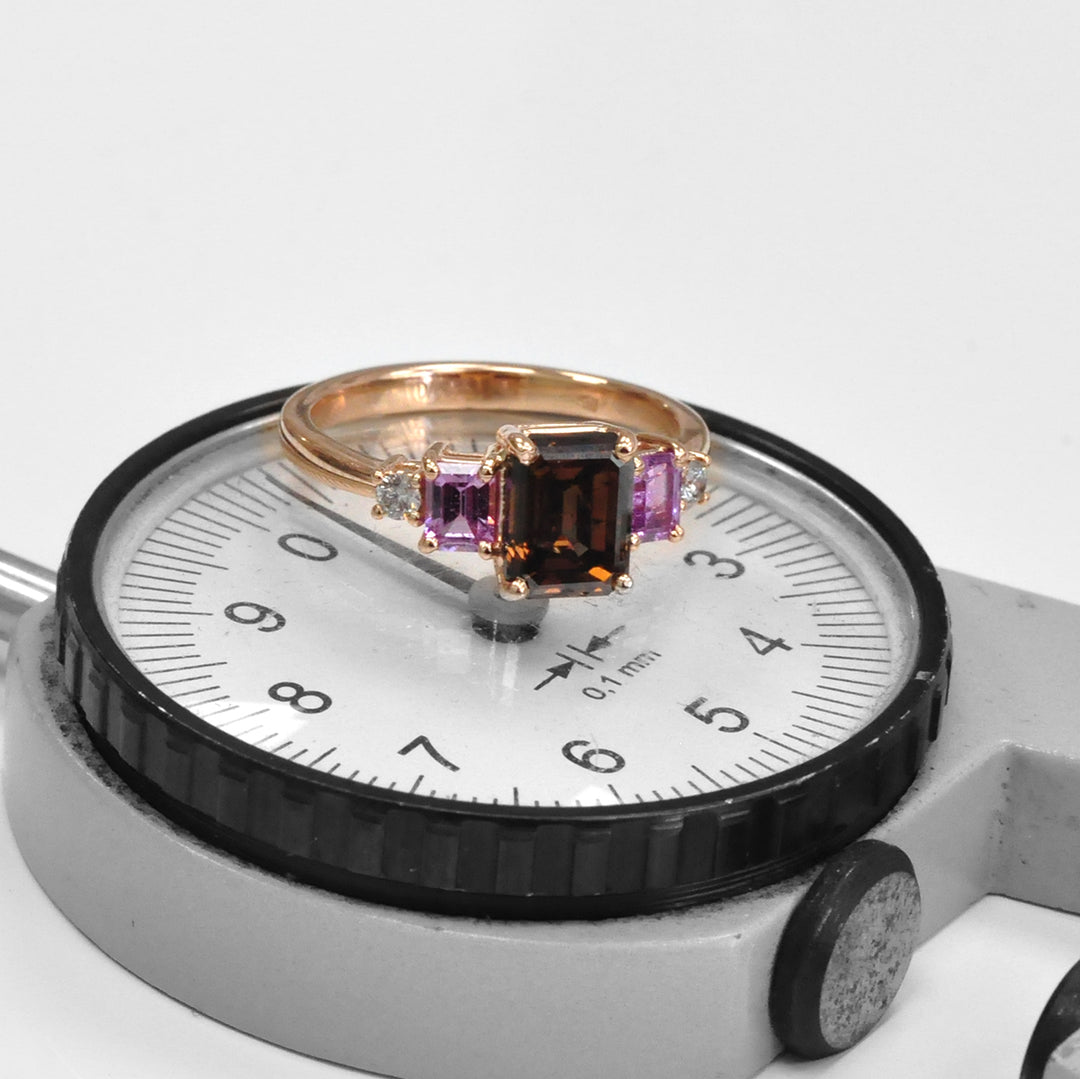 Diamonds and Pink Sapphires five stones Ring