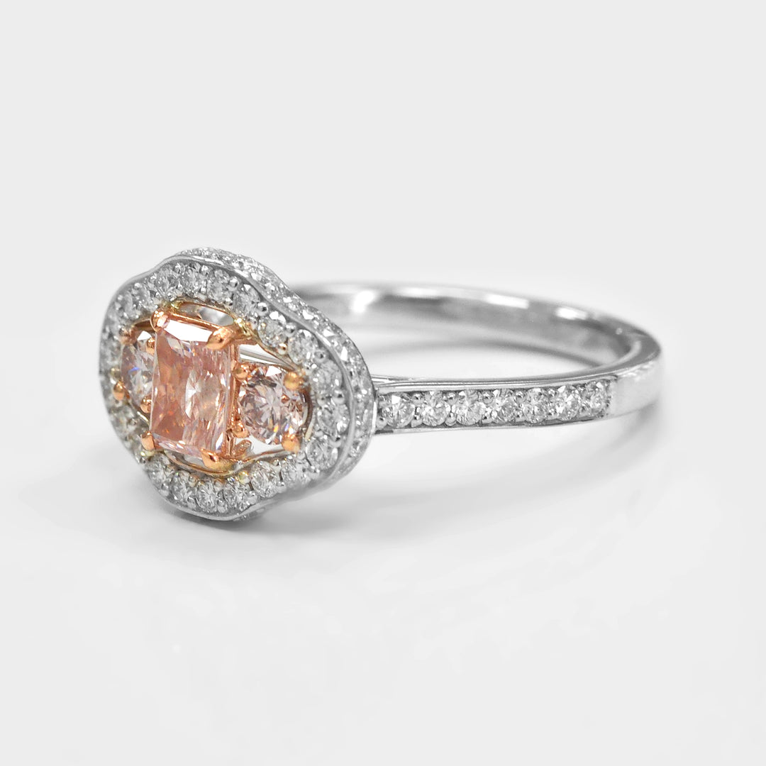 Unique Pink Diamond Engagement Ring in 18k White Gold