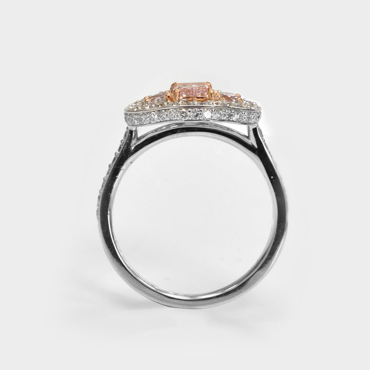 Unique Pink Diamond Engagement Ring in 18k White Gold