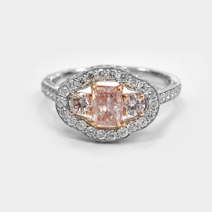 Unique Pink Diamond Engagement Ring in 18k White Gold