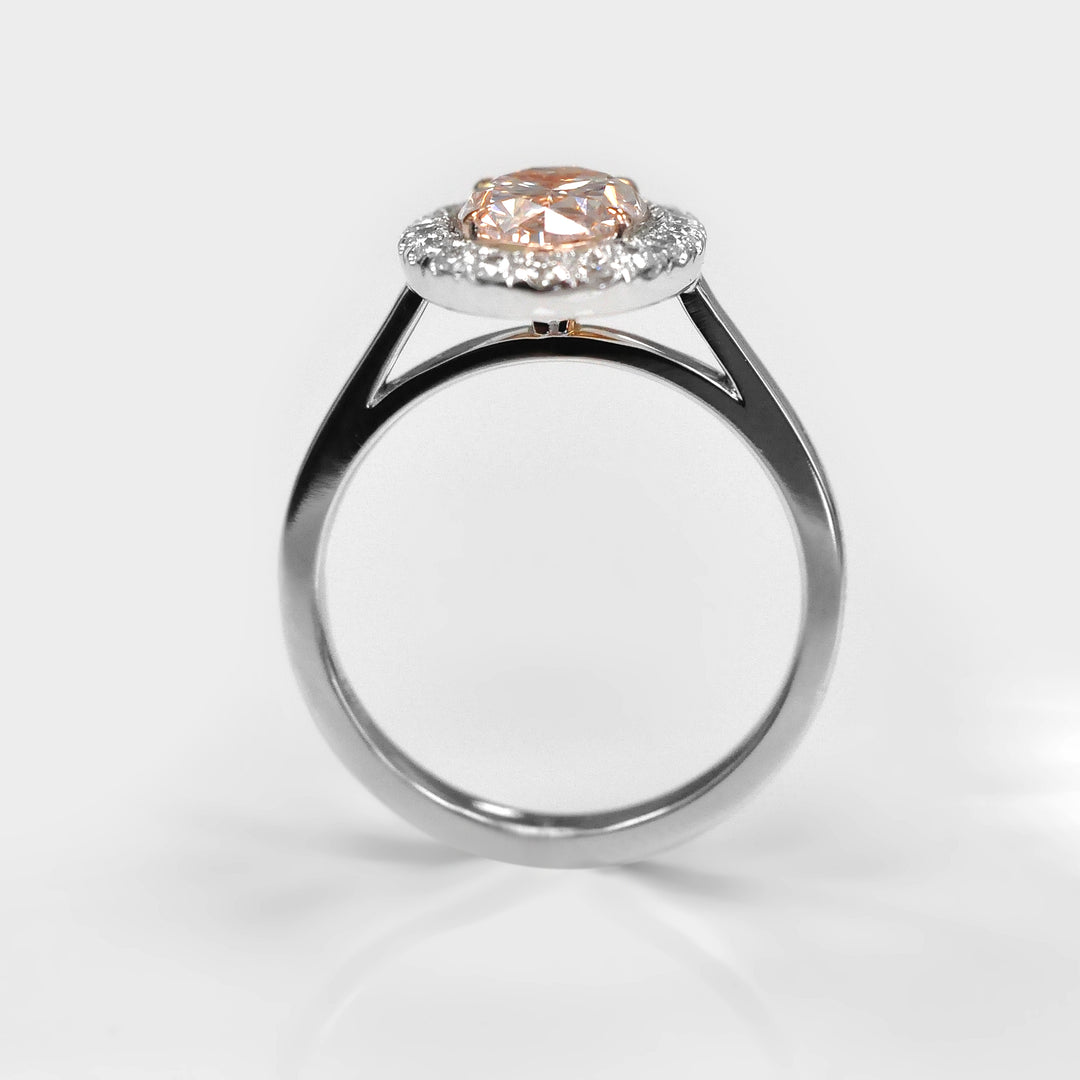Fancy Oval Pink Diamond Halo Ring