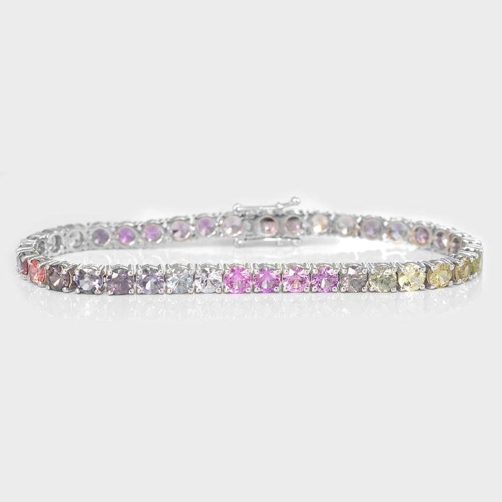Round cut Light Color Sapphire &amp; Spinel Tennis Bracelet