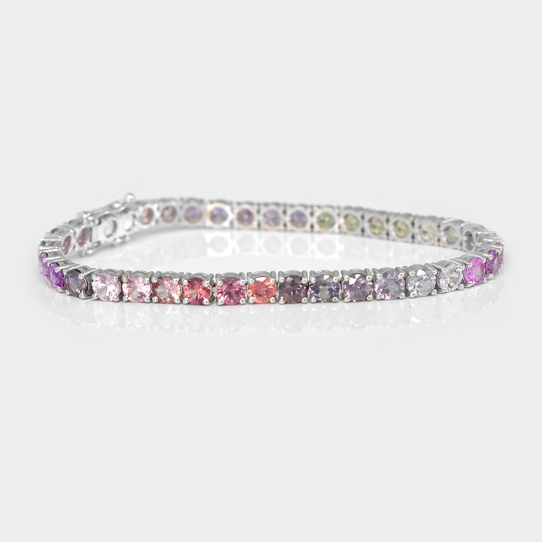 Round cut Light Color Sapphire &amp; Spinel Tennis Bracelet