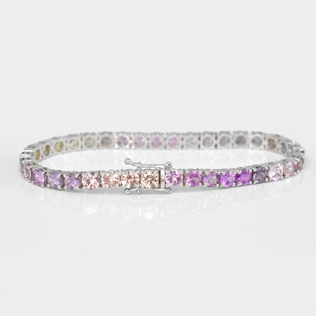 Round cut Light Color Sapphire &amp; Spinel Tennis Bracelet