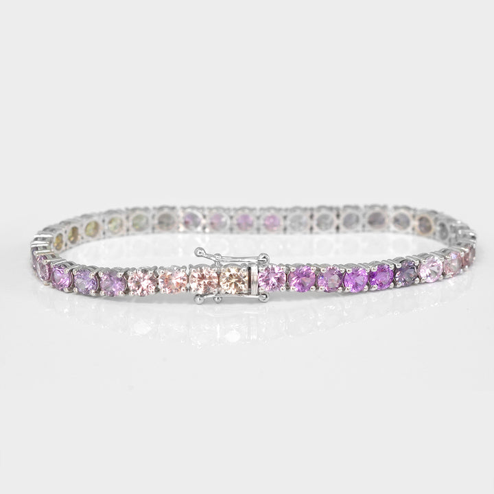 Round cut Light Color Sapphire &amp; Spinel Tennis Bracelet