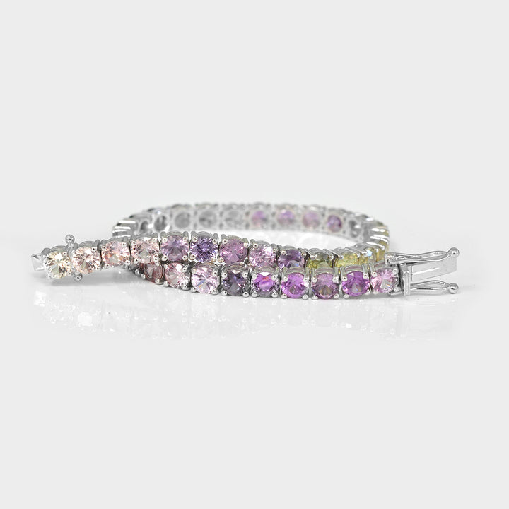 Round cut Light Color Sapphire &amp; Spinel Tennis Bracelet