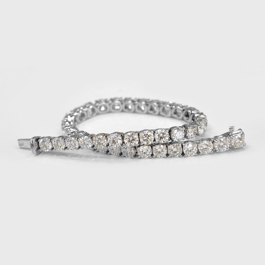 10 carat Round  White Diamonds Tennis Bracelet