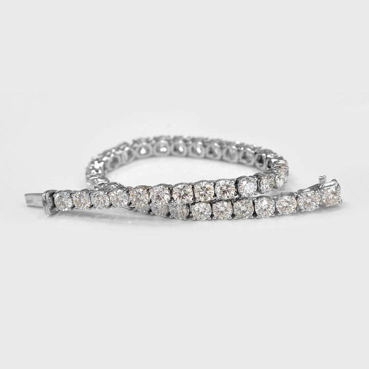 10 carat Round  White Diamonds Tennis Bracelet