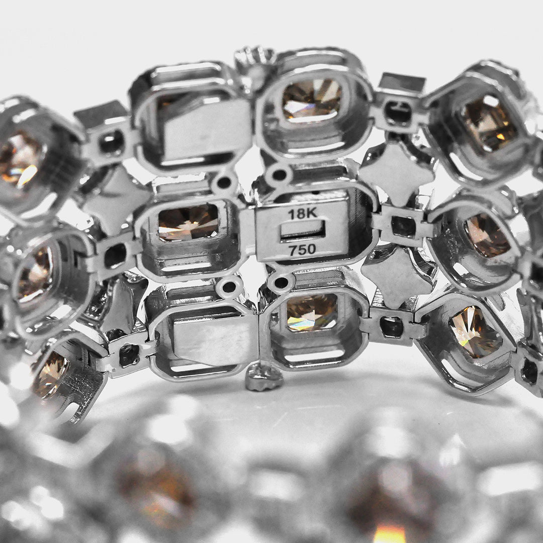 Unique Fancy Brown &amp; White Diamonds 18K White gold Bracelet