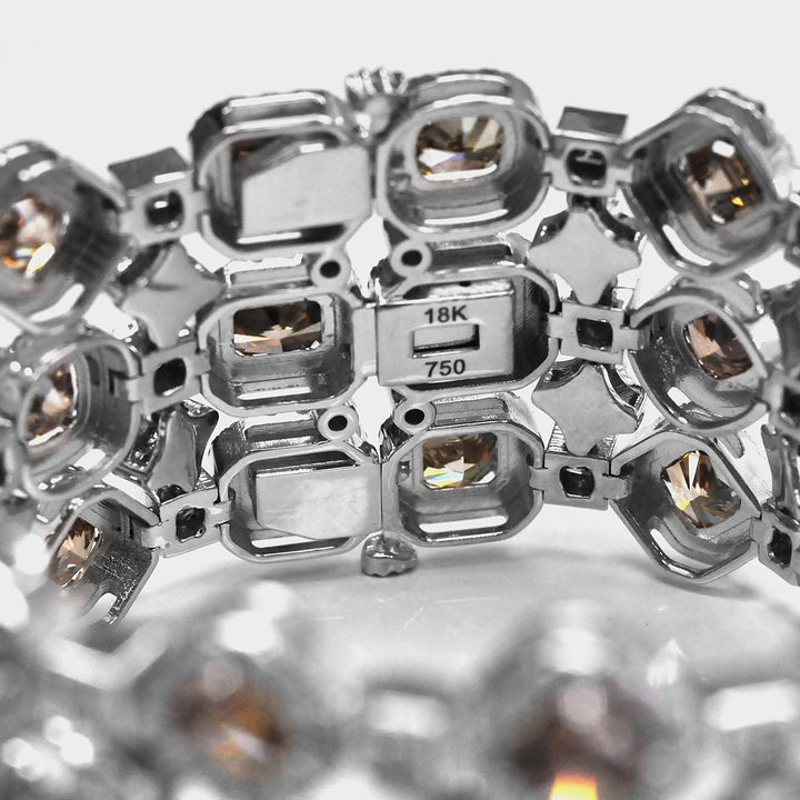 Unique Fancy Brown &amp; White Diamonds 18K White gold Bracelet