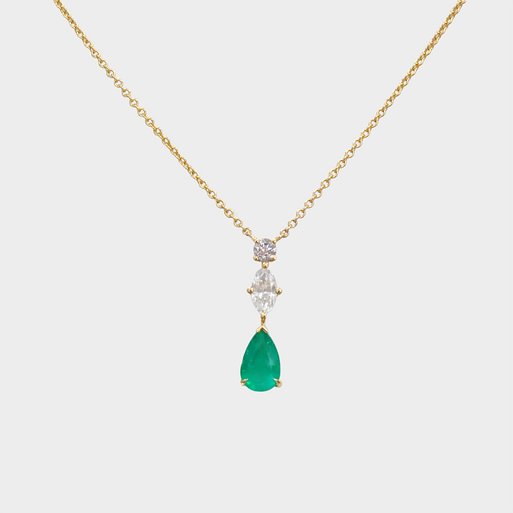 Colombian Emerald and Mix Shape Diamond Pendant