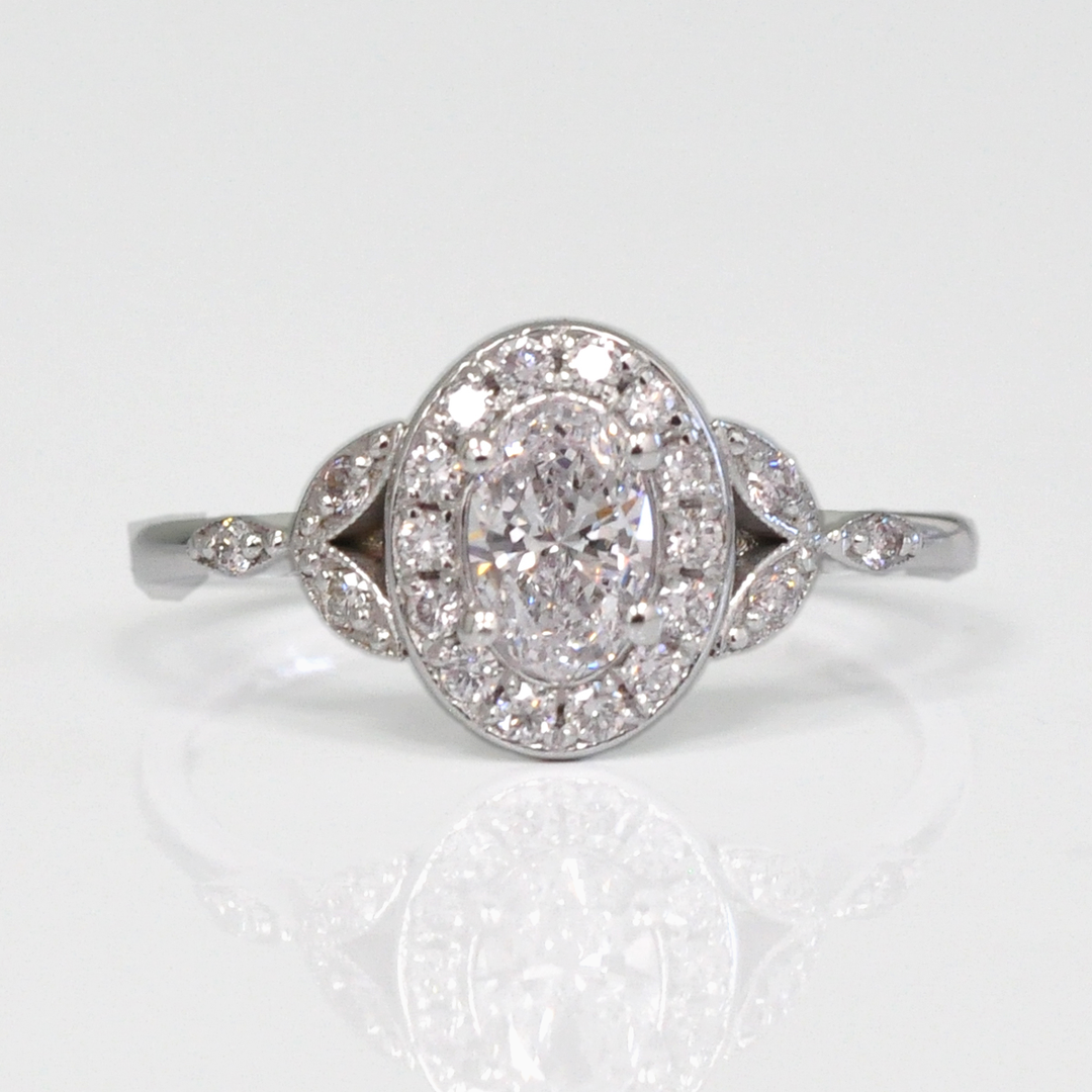 Oval  Diamond Halo Ring