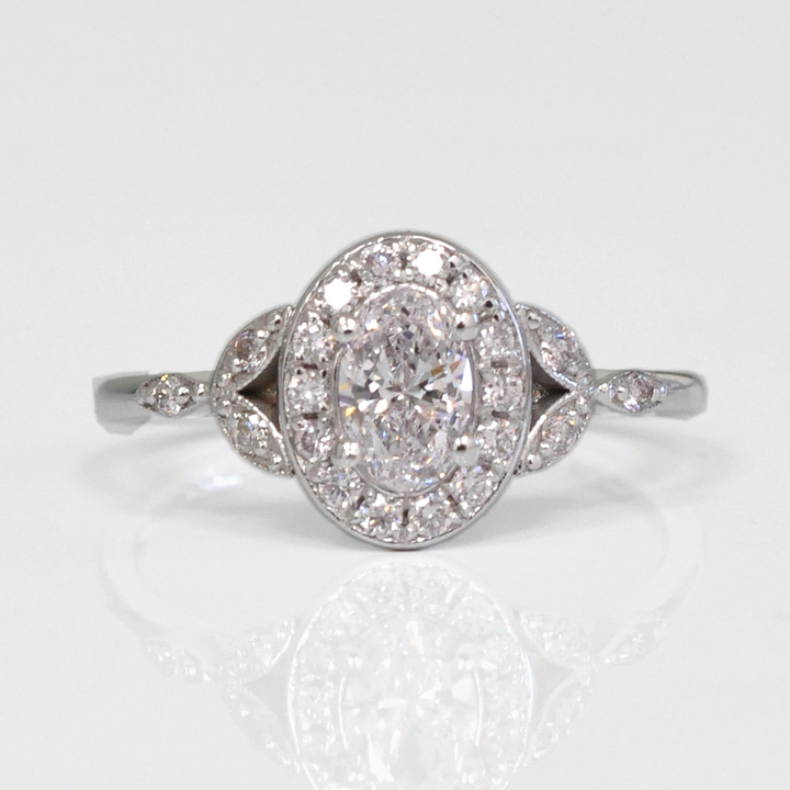 Oval  Diamond Halo Ring