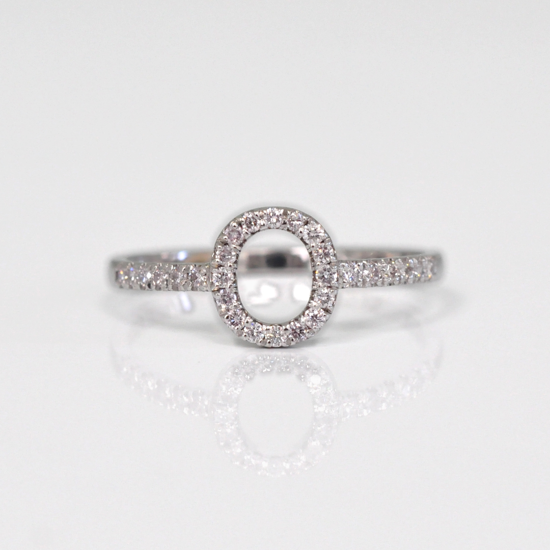 Letter O  white gold Diamonds Ring