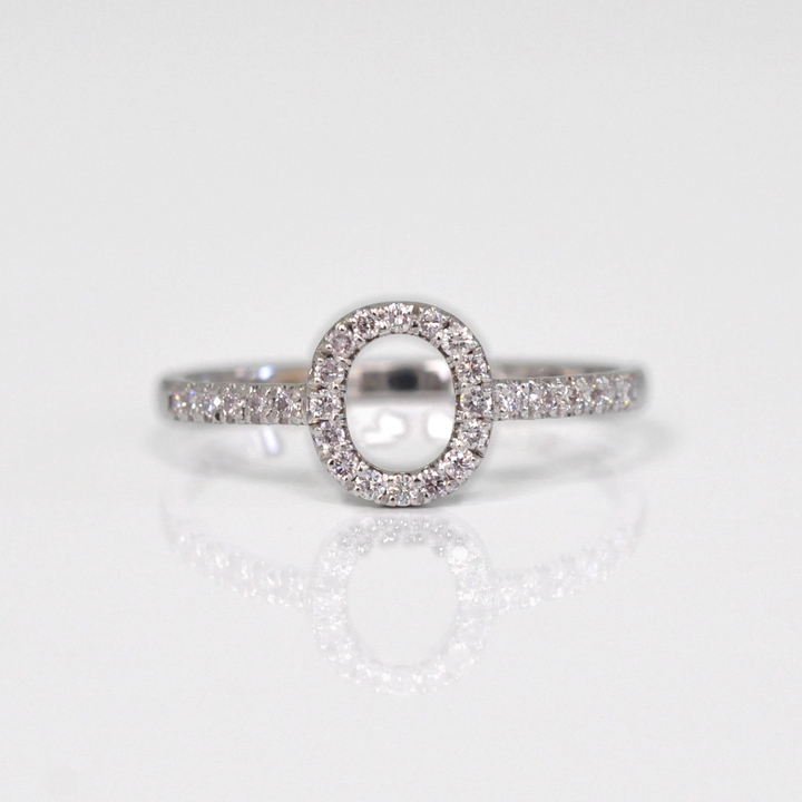 Letter O  white gold Diamonds Ring