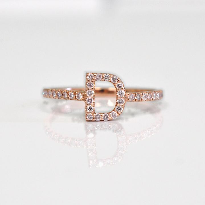 Letter D rose gold Diamonds Ring