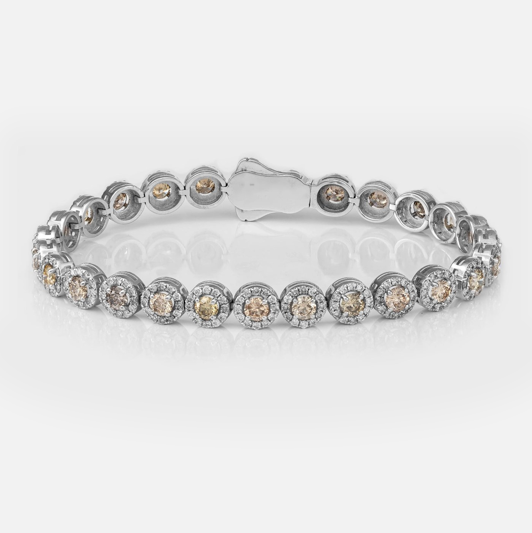 6 carat White & Brown Diamonds halo Bracelet