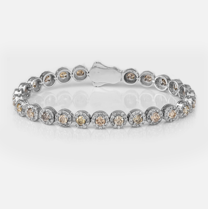 6 carat White &amp; Brown Diamonds halo Bracelet