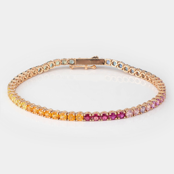 Rose gold Rainbow gemstones bracelet