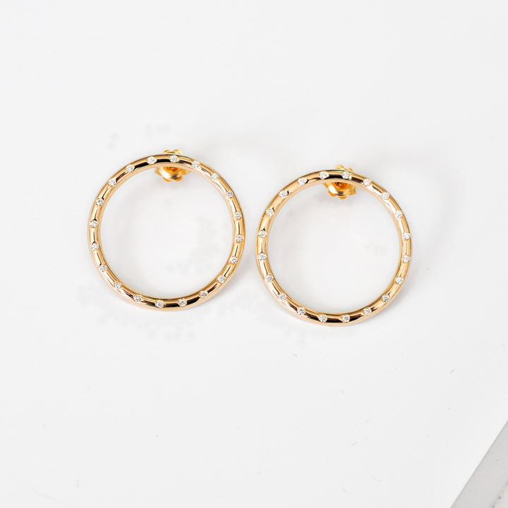 yellow gold Diamonds circle Earrings