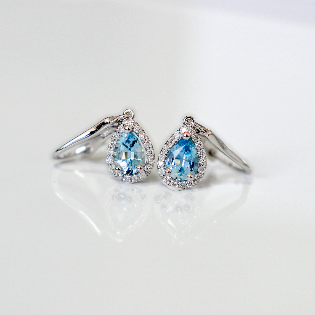 pear shape aquamarine and diamonds Earrings