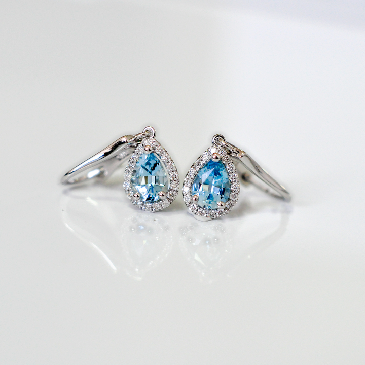 pear shape aquamarine and diamonds Earrings