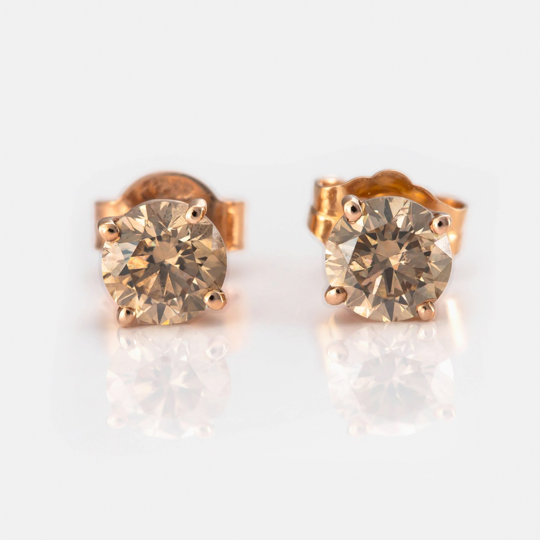 round brown diamonds basket setting studs (1.0 ct. tw.)