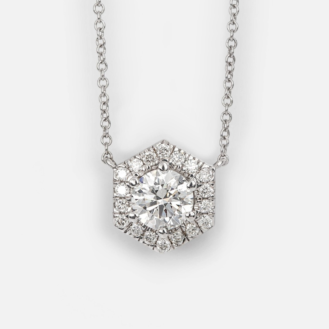 white gold & diamonds hexagon shape pendant