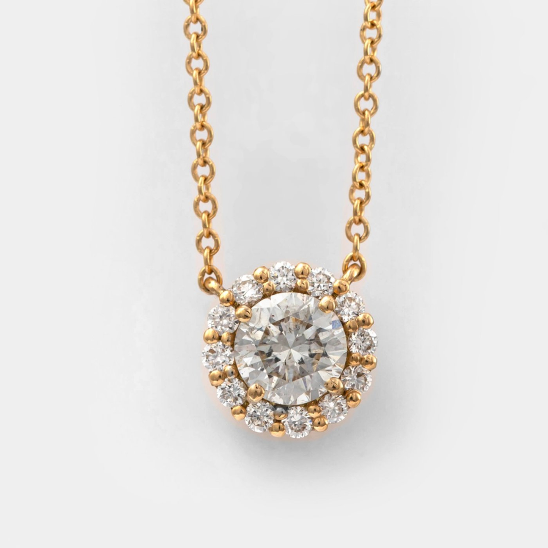 White Diamonds Rose gold Halo Pendant (0.5 ct.tw)