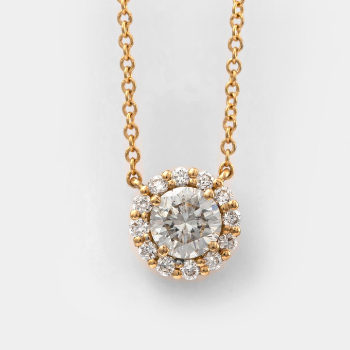 White Diamonds Rose gold Halo Pendant (0.5 ct.tw)