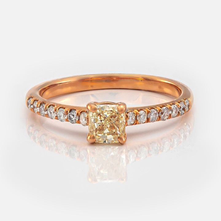 Fancy Yellow Diamond Side stones classic Ring