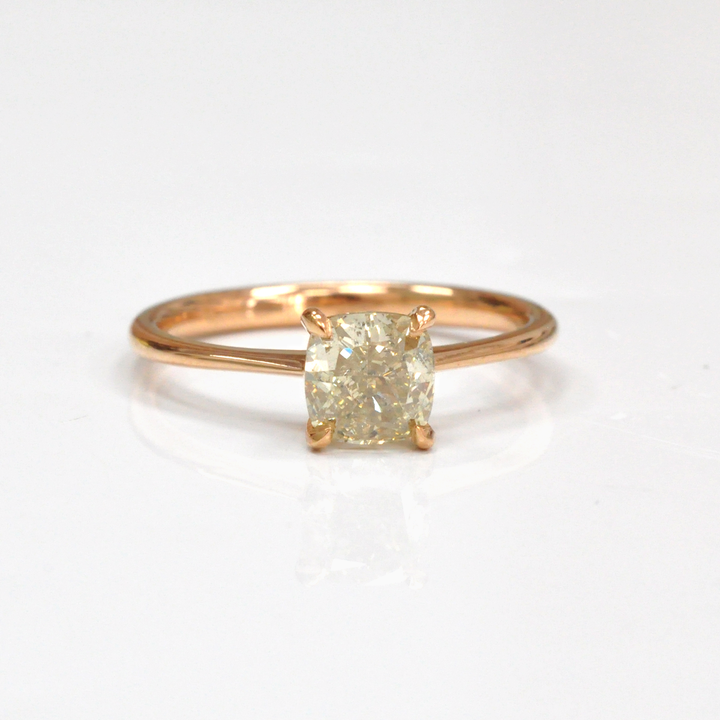 1 carat brownish yellow diamond rose gold solitaire