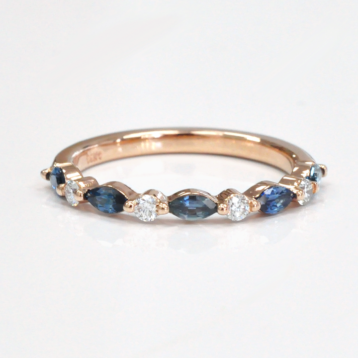 marquise blue sapphires &amp; Diamonds half eternity ring