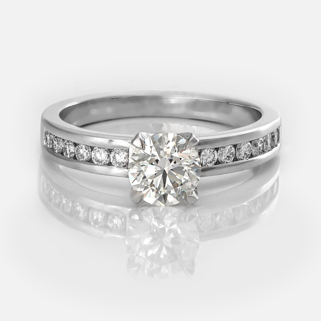 Channel set  Side Diamonds Engagement ring