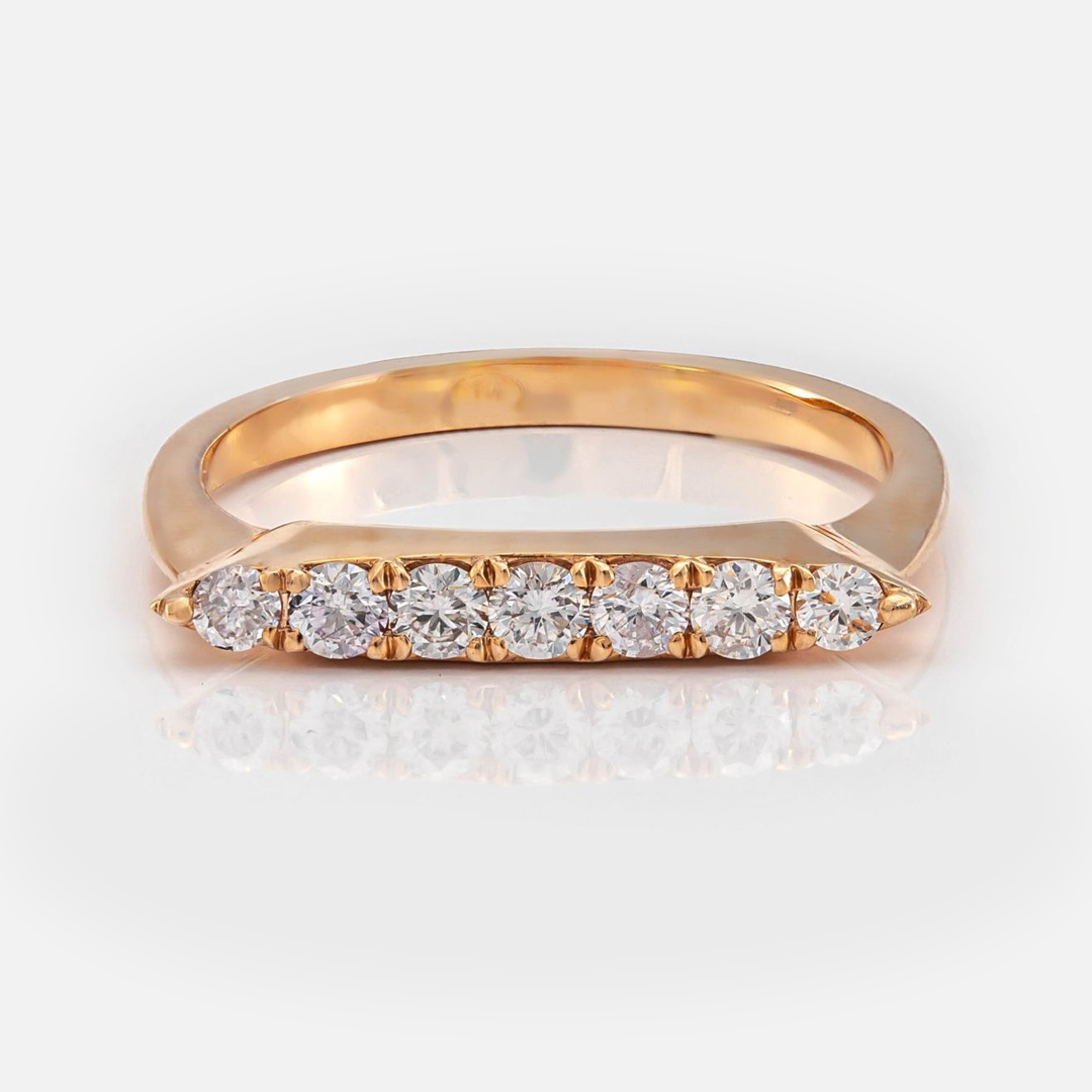 delicate Rose Gold & 7 diamonds line ring