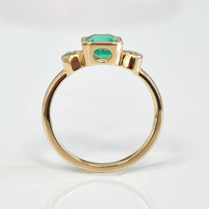 Emerald &amp;  Diamonds three stones ring