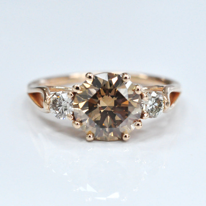 Three Stones Engagement Diamond Ring in Rose Gold